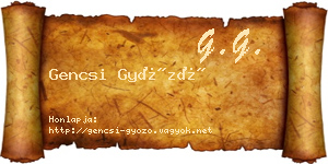 Gencsi Győző névjegykártya